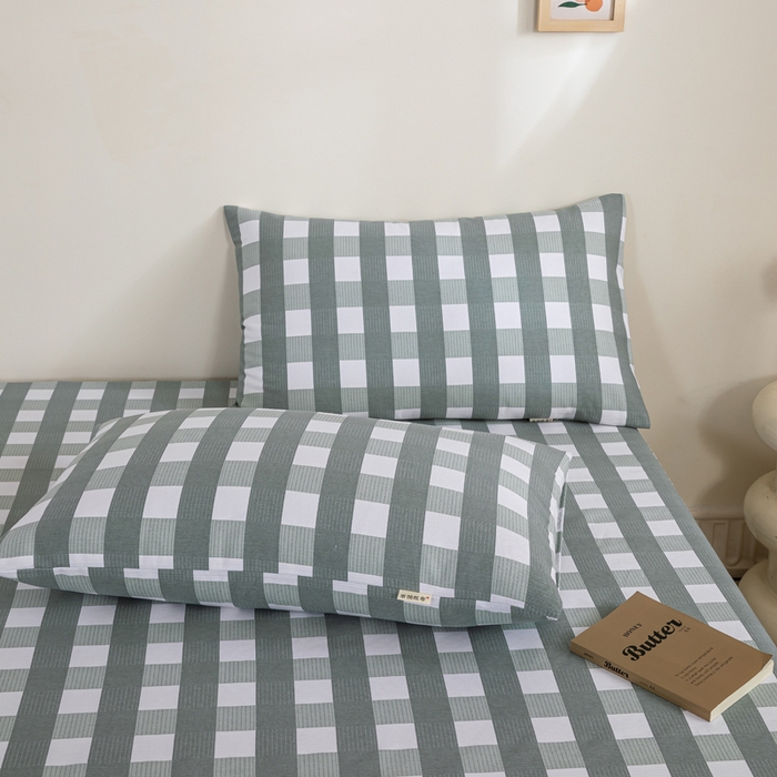 91家纺网 家纺一手货源 找家纺 鸣升 新款舒适透气100%全棉老粗布枕套 灰中格