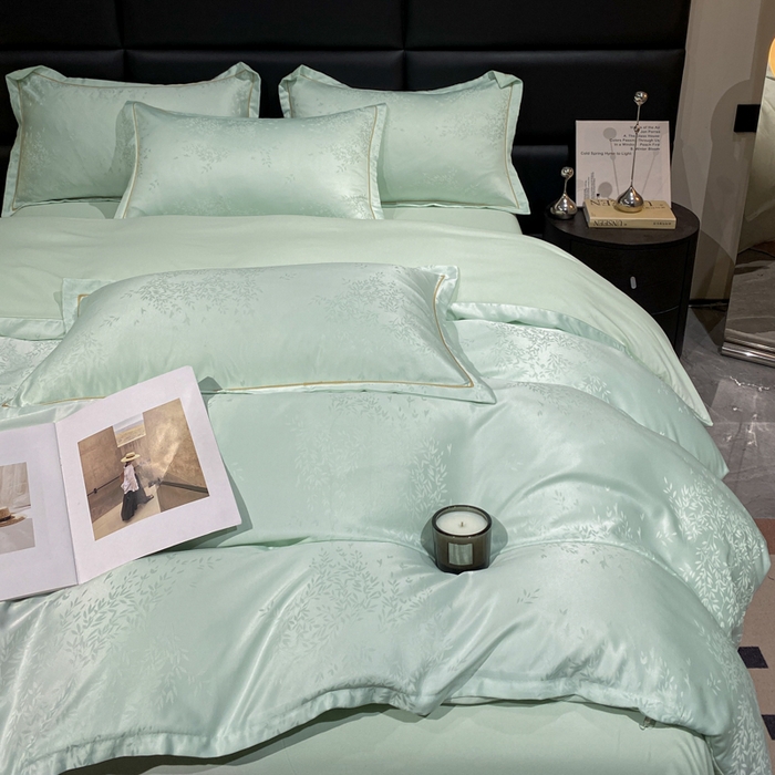 91家纺网 家纺一手货源 找家纺 潮邦创意家居 2025新款阳离子提花天丝棉四件套-金枝玉叶（可配礼盒） 小春野