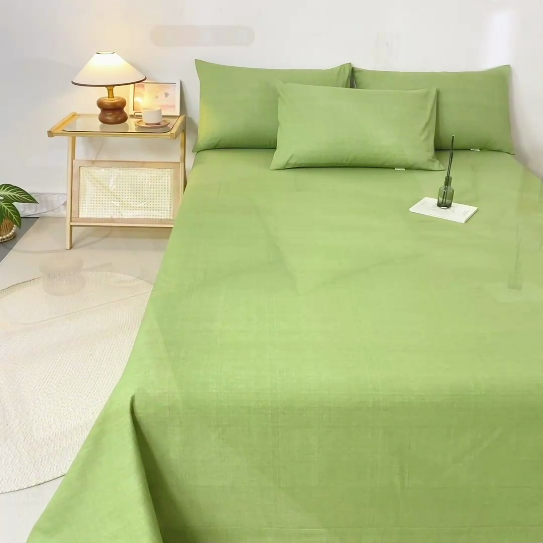 91家纺网 家纺一手货源 找家纺 鸣升 新款舒适透气100%全棉老粗布枕套 樱花-绿