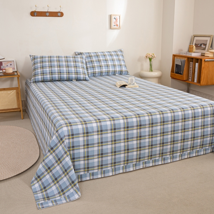 91家纺网 家纺一手货源 找家纺 鸣升 新款舒适透气100%全棉老粗布床单 莫妮卡（兰）