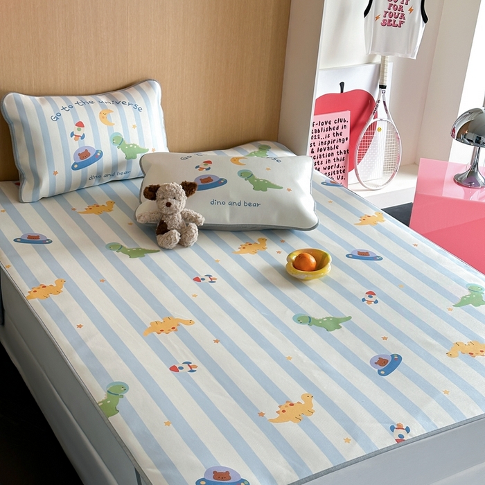 91家纺网 家纺一手货源 找家纺 时年 2024新款7A抗菌数码印花冰丝凉席（充值会员优惠10元） 恐龙乐园