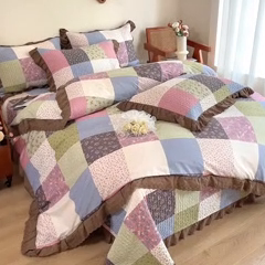 91家纺网 家纺一手货源 找家纺 添越 2024新款纯棉砂洗床盖 百福格