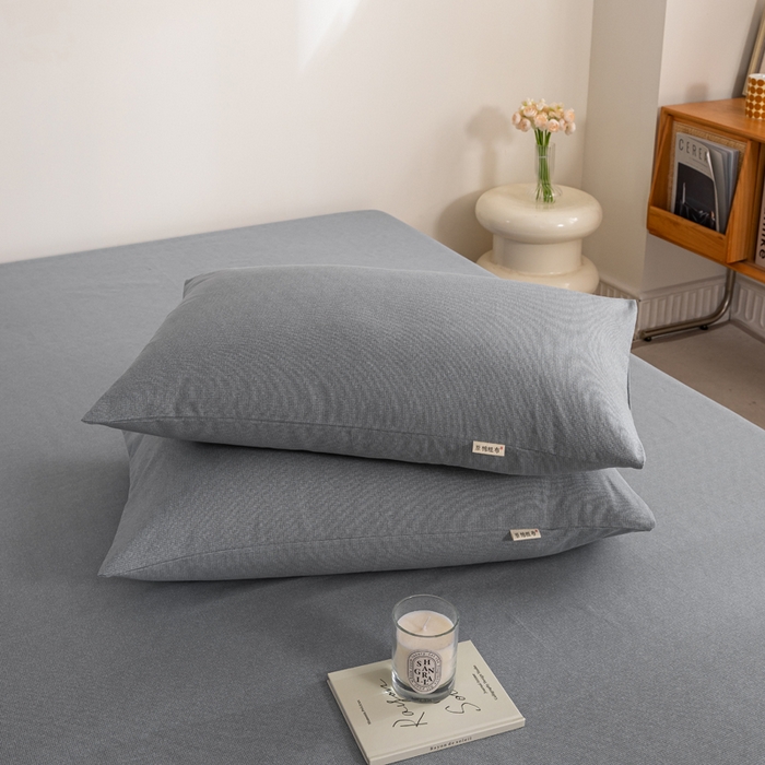91家纺网 家纺一手货源 找家纺 鸣升 新款舒适透气100%全棉老粗布枕套 墨子（灰）