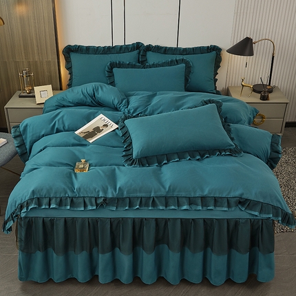 91家纺网 家纺一手货源 找家纺 （总）优家居 2024新款直播爆款韩版公主风蕾丝床裙四件套