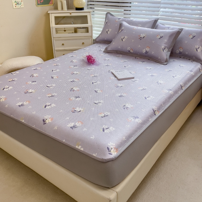 91家纺网 家纺一手货源 找家纺 布卢姆床垫 新款A类数码印花冰藤席夏凉席--床笠款 紫蔷薇