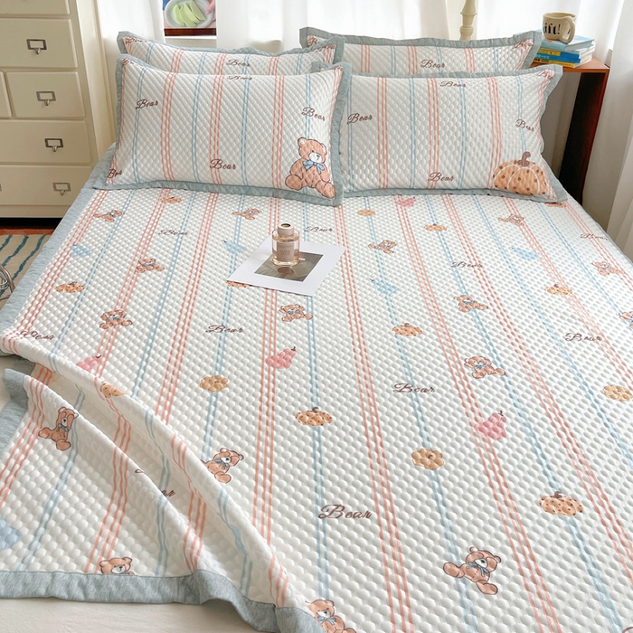 91家纺网 家纺一手货源 找家纺 顾里家纺 2024 新款凉豆豆印花席 小熊南瓜