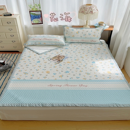 91家纺网 家纺一手货源 找家纺 顾里家纺 2024 新款凉豆豆印花席 花海