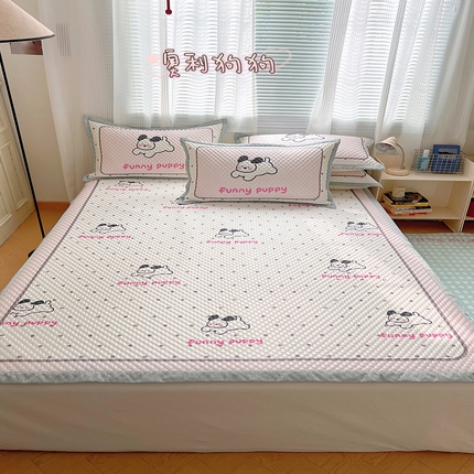 91家纺网 家纺一手货源 找家纺 顾里家纺 2024 新款凉豆豆印花席 奥利狗狗