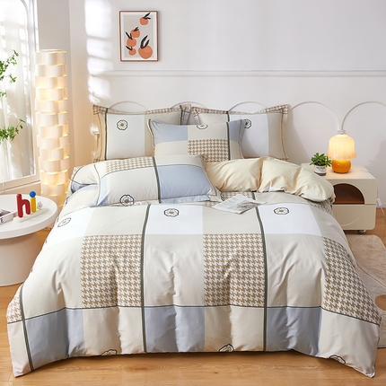 91家纺网 家纺一手货源 找家纺 雲归梦 2024新款全棉活性13372印花四件套 清筱 咖