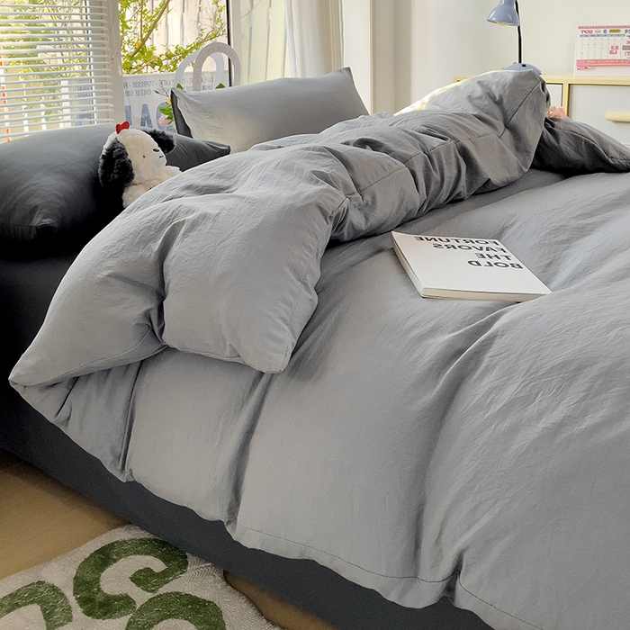 91家纺网 家纺一手货源 找家纺 森璐家纺 2024新款1水洗棉被套纯色被套单被套素色被套 混搭-浅灰深灰