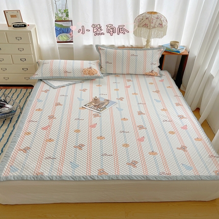 91家纺网 家纺一手货源 找家纺 顾里家纺 2024 新款凉豆豆印花席 小熊南瓜