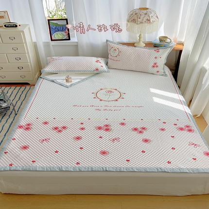 91家纺网 家纺一手货源 找家纺 顾里家纺 2024 新款凉豆豆印花席 情人玫瑰