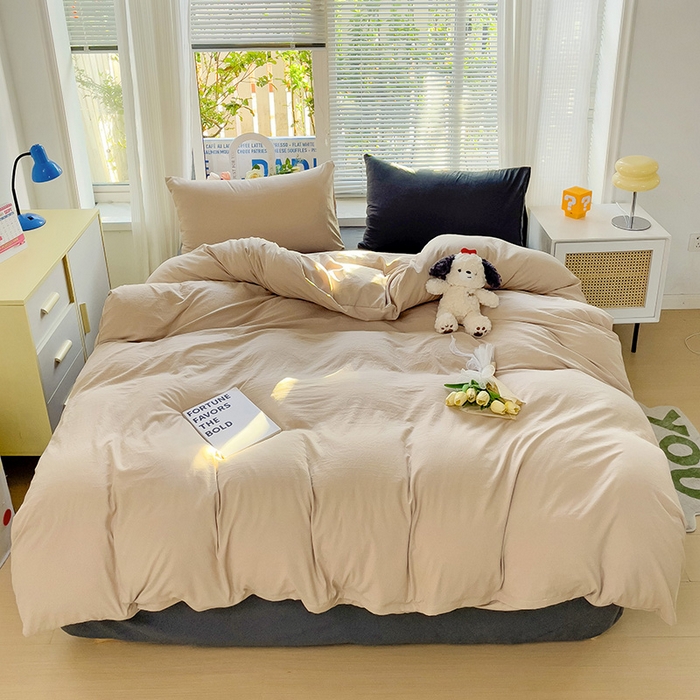 91家纺网 家纺一手货源 找家纺 森璐家纺 2024新款1水洗棉被套纯色被套单被套素色被套 混搭-浅驼深灰