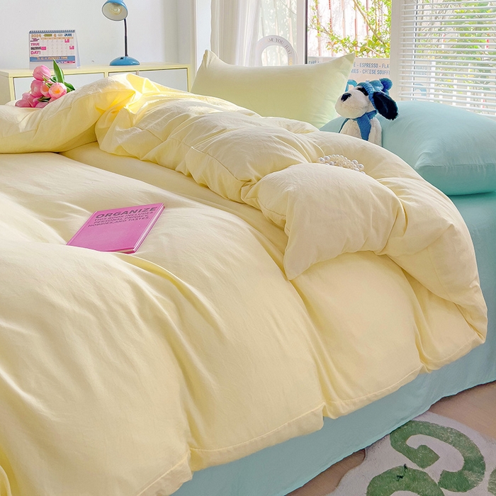 91家纺网 家纺一手货源 找家纺 森璐家纺 2024新款1水洗棉被套纯色被套单被套素色被套 混搭-黄水绿