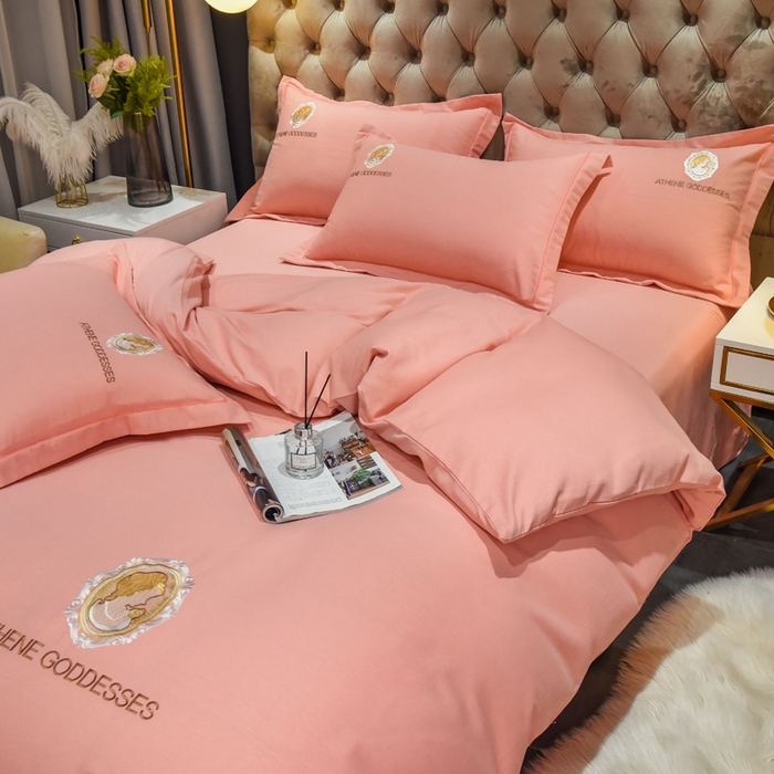 91家纺网 家纺一手货源 找家纺 艾迪尚家纺 2025新款纯色生态磨毛绣花单被套 艾薇儿-玉色