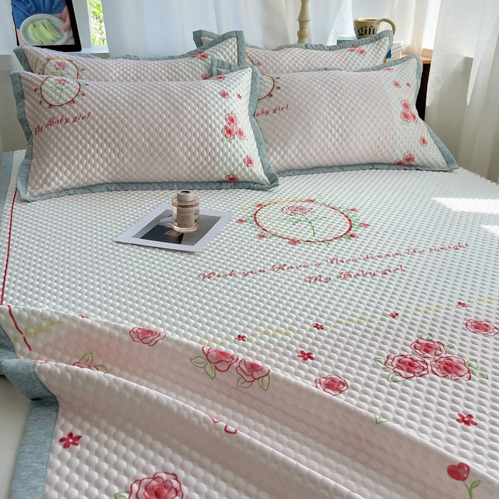 91家纺网 家纺一手货源 找家纺 顾里家纺 2024 新款凉豆豆印花席 情人玫瑰