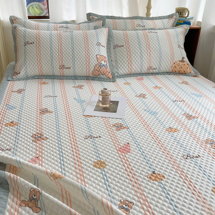 91家纺网 家纺一手货源 找家纺 顾里家纺 2024 新款凉豆豆印花席 小熊南瓜