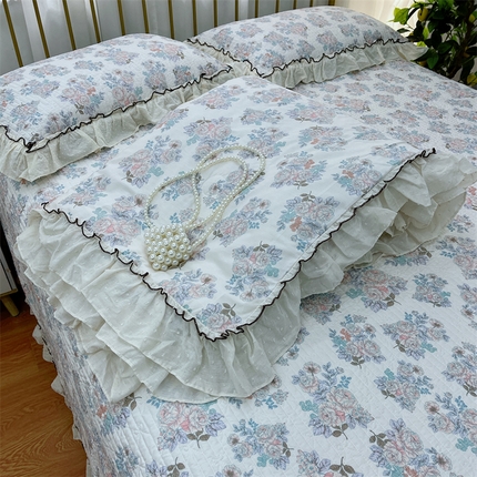 91家纺网 家纺一手货源 找家纺 （总）暖居 2024新款韩系大花边夏被砂洗棉花床盖四件套可机洗+同款纯棉被套