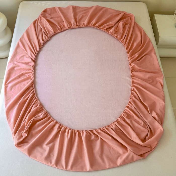 91家纺网 家纺一手货源 找家纺 艾迪尚家纺 2025新款纯色生态磨毛绣花单床笠 艾薇儿-玉色