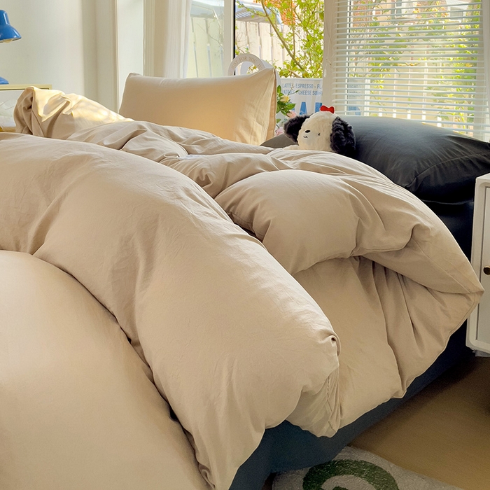 91家纺网 家纺一手货源 找家纺 森璐家纺 2024新款1水洗棉被套纯色被套单被套素色被套 混搭-浅驼深灰