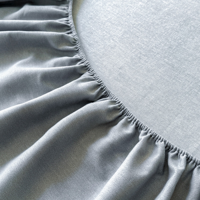 91家纺网 家纺一手货源 找家纺 艾迪尚家纺 2025新款纯色生态磨毛绣花单床笠 幸福树-浅灰