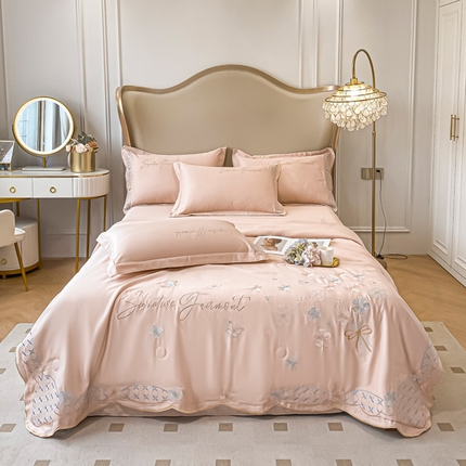 91家纺网 家纺一手货源 找家纺 红嘴企鹅 2025新款花海夏被四件套 花海-粉