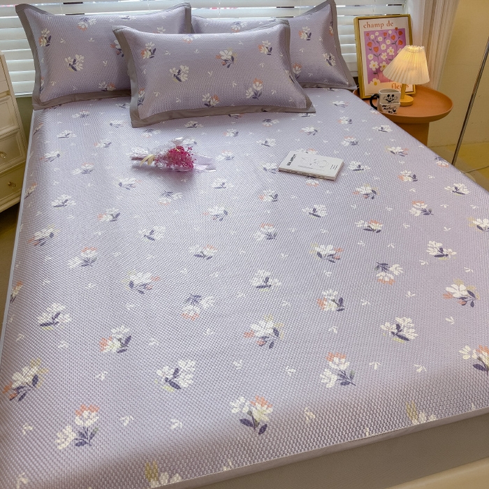 91家纺网 家纺一手货源 找家纺 布卢姆床垫 新款A类数码印花冰藤席夏凉席--床笠款 紫蔷薇