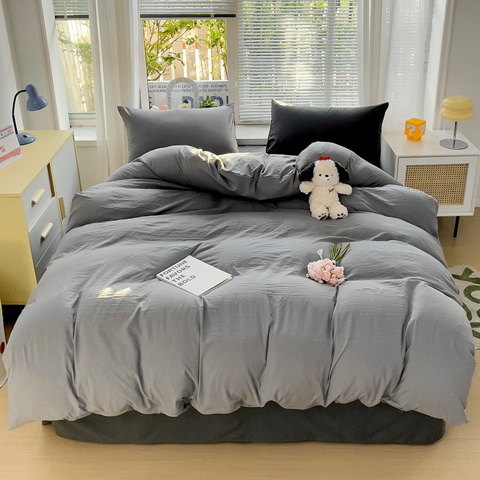 91家纺网 家纺一手货源 找家纺 森璐家纺 2024新款1水洗棉被套纯色被套单被套素色被套 混搭-浅灰深灰
