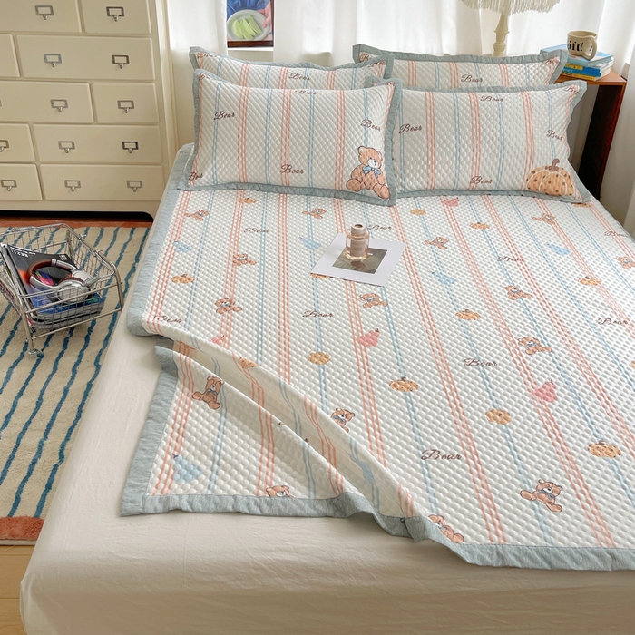 91家纺网 家纺一手货源 找家纺 顾里家纺 2024 新款凉豆豆印花席 小熊南瓜