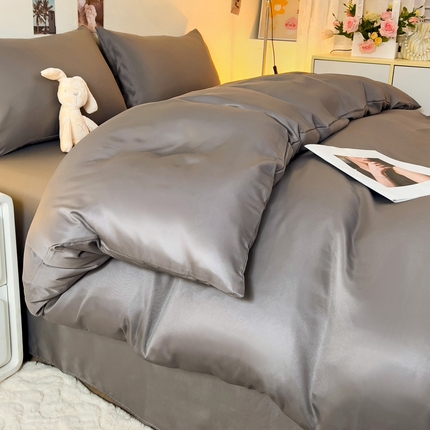 91家纺网 家纺一手货源 找家纺 （总）老K 2024新款纯色轻奢水洗真丝四件套单品冰丝被套