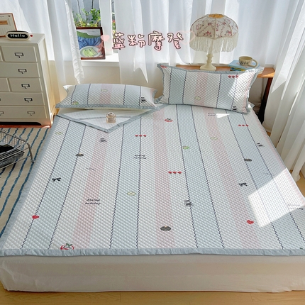 91家纺网 家纺一手货源 找家纺 顾里家纺 2024 新款凉豆豆印花席 蓝粉摩登