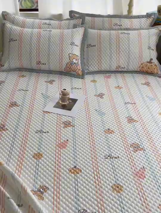 91家纺网 家纺一手货源 找家纺 顾里家纺 2024 新款凉豆豆印花席 小熊南瓜