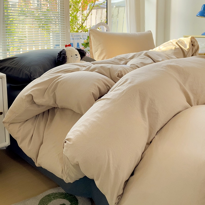 91家纺网 家纺一手货源 找家纺 森璐家纺 2024新款1水洗棉被套纯色被套单被套素色被套 混搭-浅驼深灰