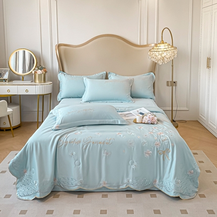91家纺网 家纺一手货源 找家纺 红嘴企鹅 2025新款花海夏被四件套 花海-蓝