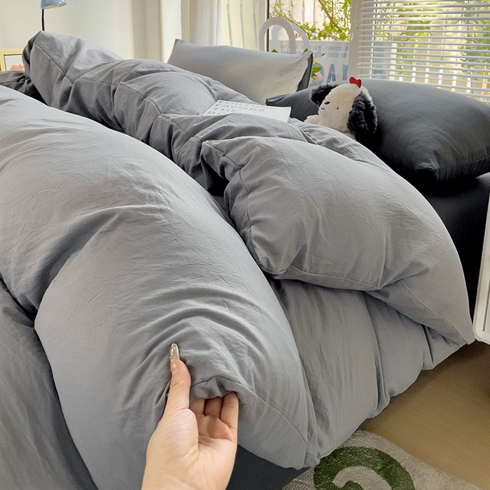 91家纺网 家纺一手货源 找家纺 森璐家纺 2024新款1水洗棉被套纯色被套单被套素色被套 混搭-浅灰深灰