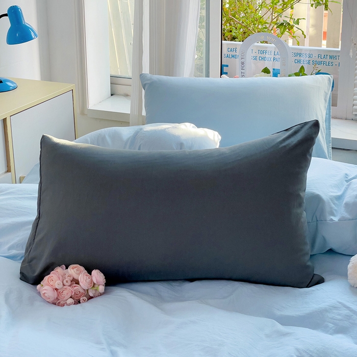 91家纺网 家纺一手货源 找家纺 森璐家纺 2024新款1水洗棉被套纯色被套单被套素色被套 混搭-浅蓝深灰