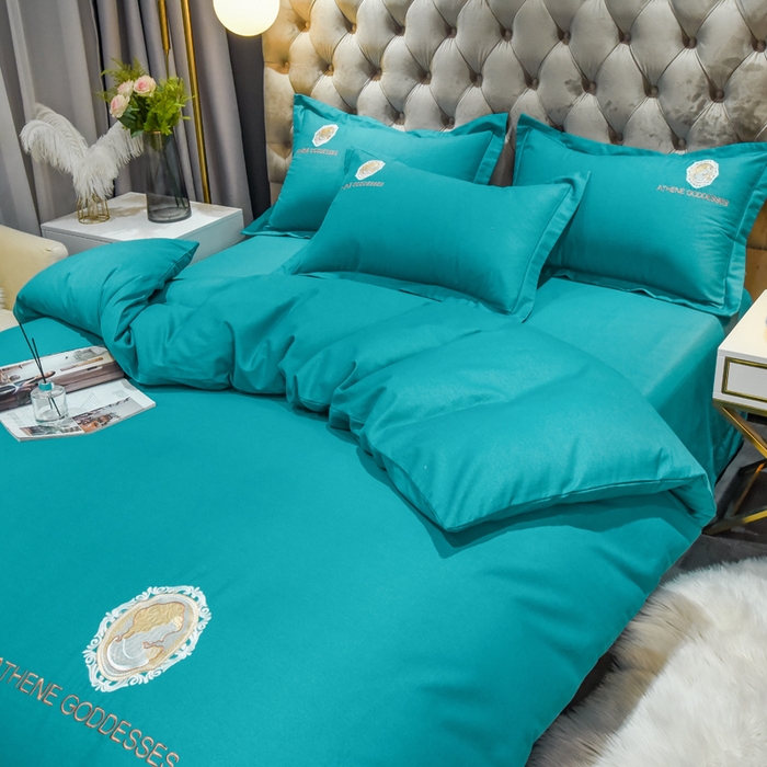 91家纺网 家纺一手货源 找家纺 艾迪尚家纺 2025新款纯色生态磨毛绣花四件套 艾薇儿-复古兰