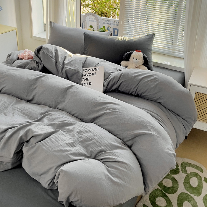 91家纺网 家纺一手货源 找家纺 森璐家纺 2024新款1水洗棉被套纯色被套单被套素色被套 混搭-浅灰深灰
