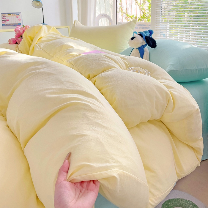 91家纺网 家纺一手货源 找家纺 森璐家纺 2024新款1水洗棉被套纯色被套单被套素色被套 混搭-黄水绿