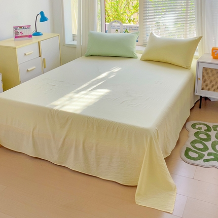 艾特你 2024新款A类水洗棉单床单系列 混搭-藻绿黄