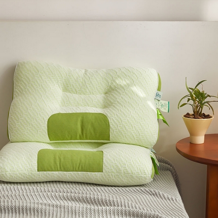 91家纺网 家纺一手货源 找家纺 （总）2024新款竹炭纤维抑菌安睡枕头 拼色立体定型分区按摩枕芯