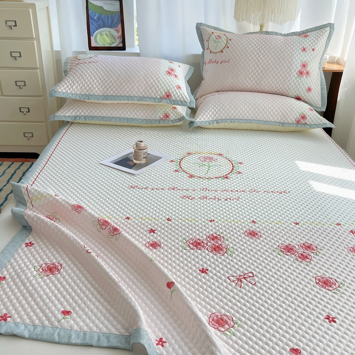 91家纺网 家纺一手货源 找家纺 顾里家纺 2024 新款凉豆豆印花席 情人玫瑰