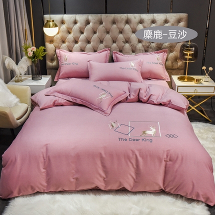 91家纺网 家纺一手货源 找家纺 （总）艾迪尚家纺 2025新款纯色生态磨毛绣花四件套