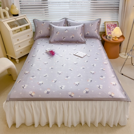 布卢姆床垫 新款A类数码印花冰藤席夏凉席--床席款 紫蔷薇