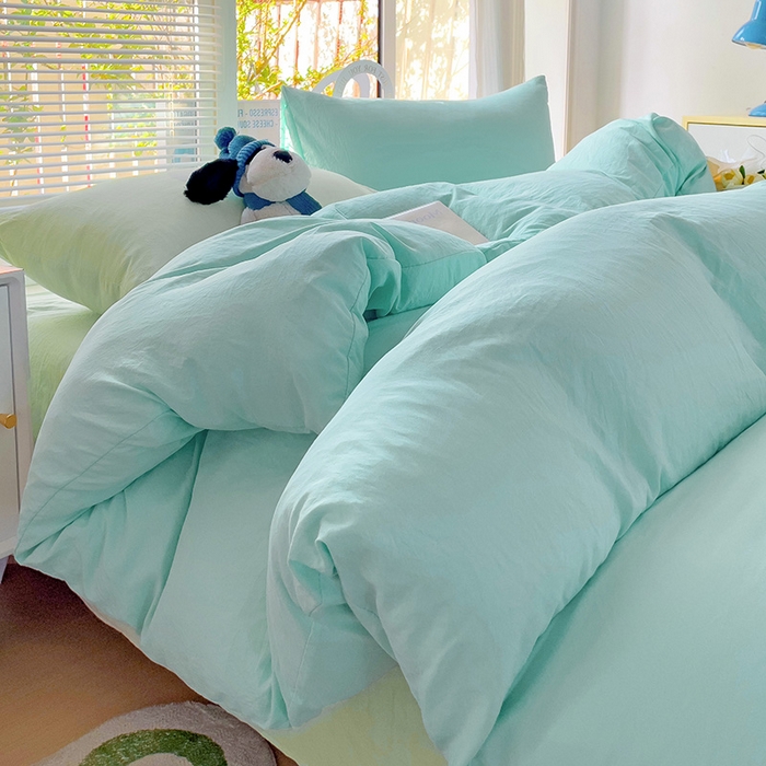 91家纺网 家纺一手货源 找家纺 森璐家纺 2024新款1水洗棉被套纯色被套单被套素色被套 混搭-水绿藻绿