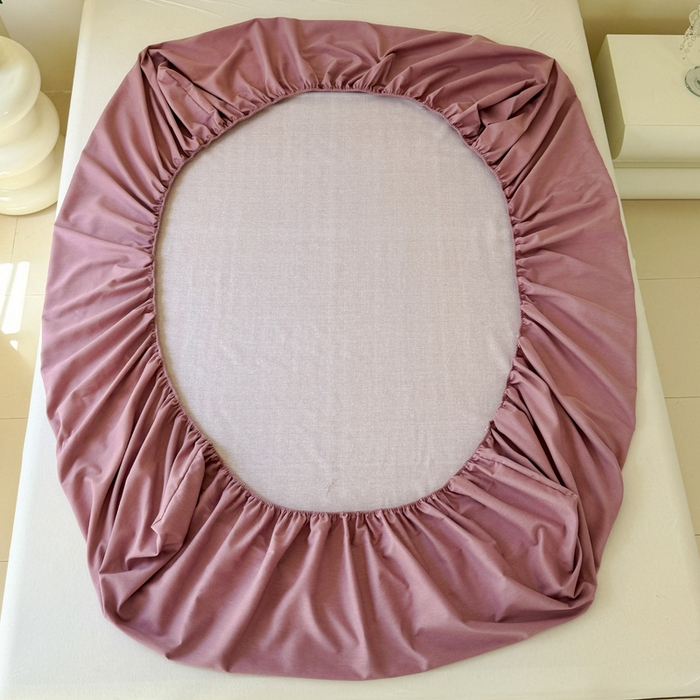 91家纺网 家纺一手货源 找家纺 艾迪尚家纺 2025新款纯色生态磨毛绣花单床笠 麋鹿-豆沙