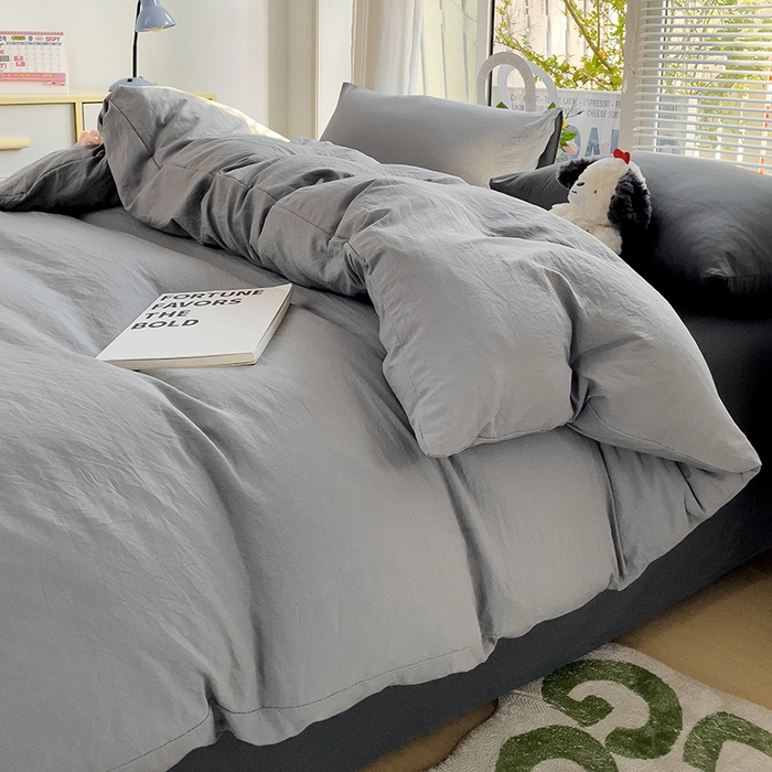 91家纺网 家纺一手货源 找家纺 森璐家纺 2024新款1水洗棉被套纯色被套单被套素色被套 混搭-浅灰深灰