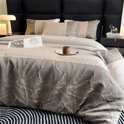 91家纺网 家纺一手货源 找家纺 水云缦 2024新款黛菲系列冰丝浮雕刺绣天丝四件套【带包装】 黛菲-典雅灰