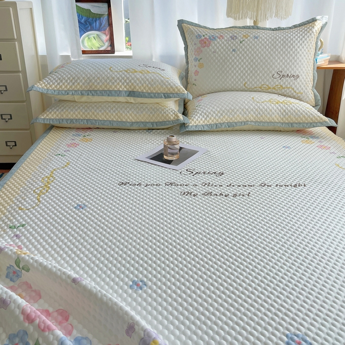 91家纺网 家纺一手货源 找家纺 顾里家纺 2024 新款凉豆豆印花席 春暖花开