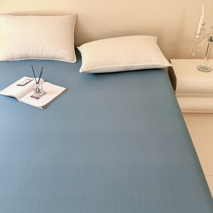 91家纺网 家纺一手货源 找家纺 艾迪尚家纺 2025新款纯色生态磨毛绣花单床笠 蝶恋花-天蓝